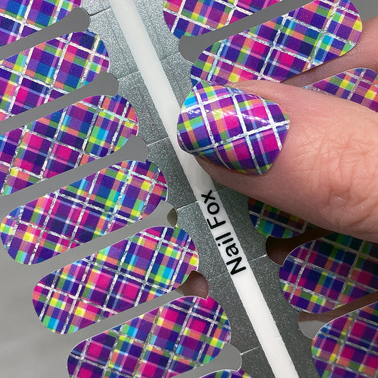 Pink Summer Plaid Exclusive Design Nail Wraps (HOLO)