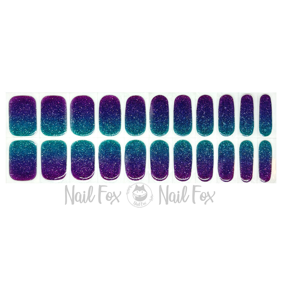 Purple Teal Glitter No Light Gel Nail Wraps (NLG)