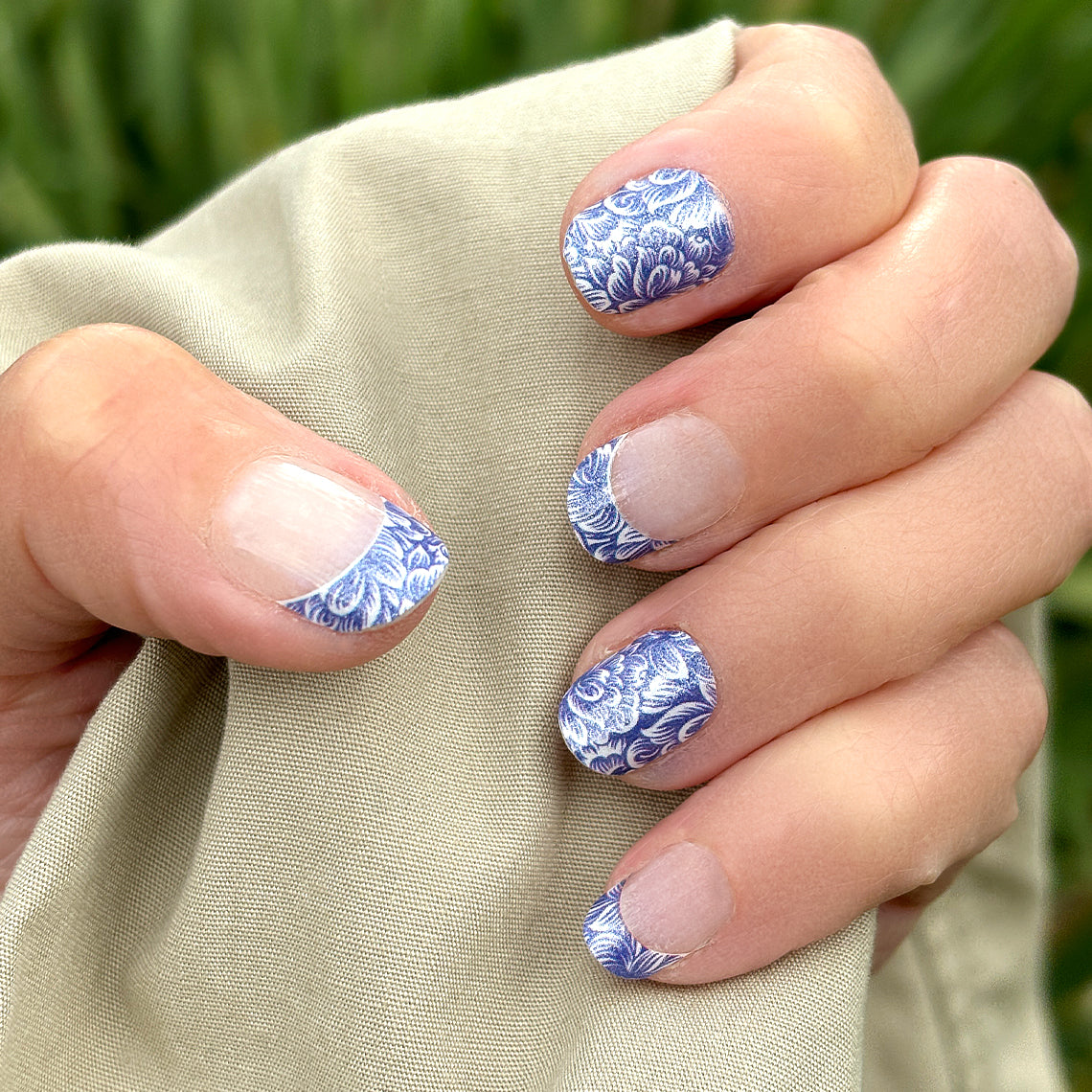 Purple Damask French Tips Exclusive Design Nail Wraps (PEARL)