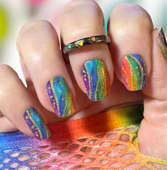 Rainbow Agate Exclusive Design Nail Wraps (GLITTER)