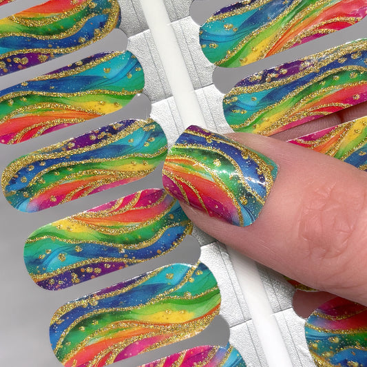 Rainbow Agate Exclusive Design Nail Wraps (GLITTER)