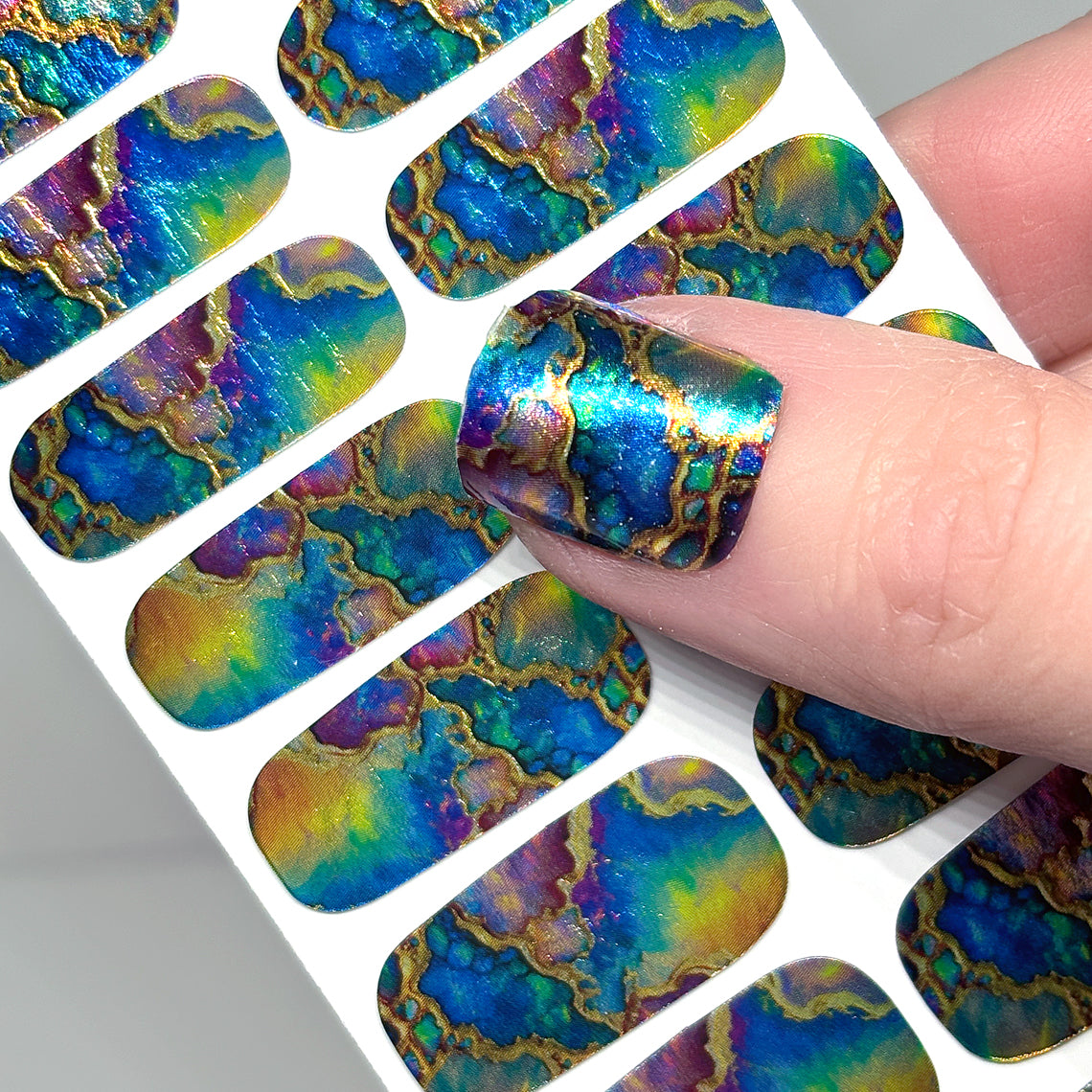 Rainbow Geode Nail Wraps (METALLIC)