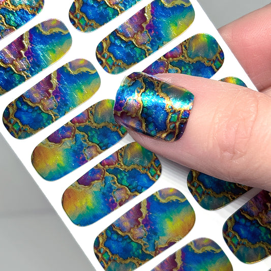 Rainbow Geode Nail Wraps (METALLIC/CHROME)