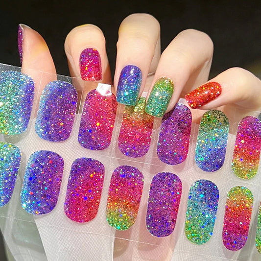 Rainbow Glam No Light Gel Nail Wraps (NLG)