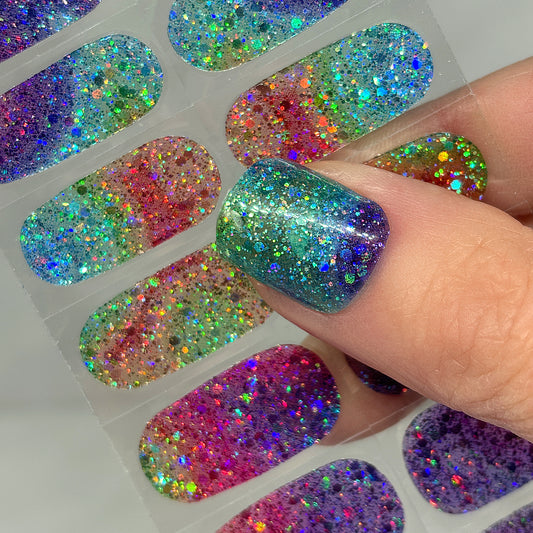 Rainbow Glam No Light Gel Nail Wraps (NLG)
