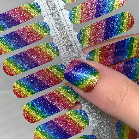 Rainbow Glitter Nail Wraps