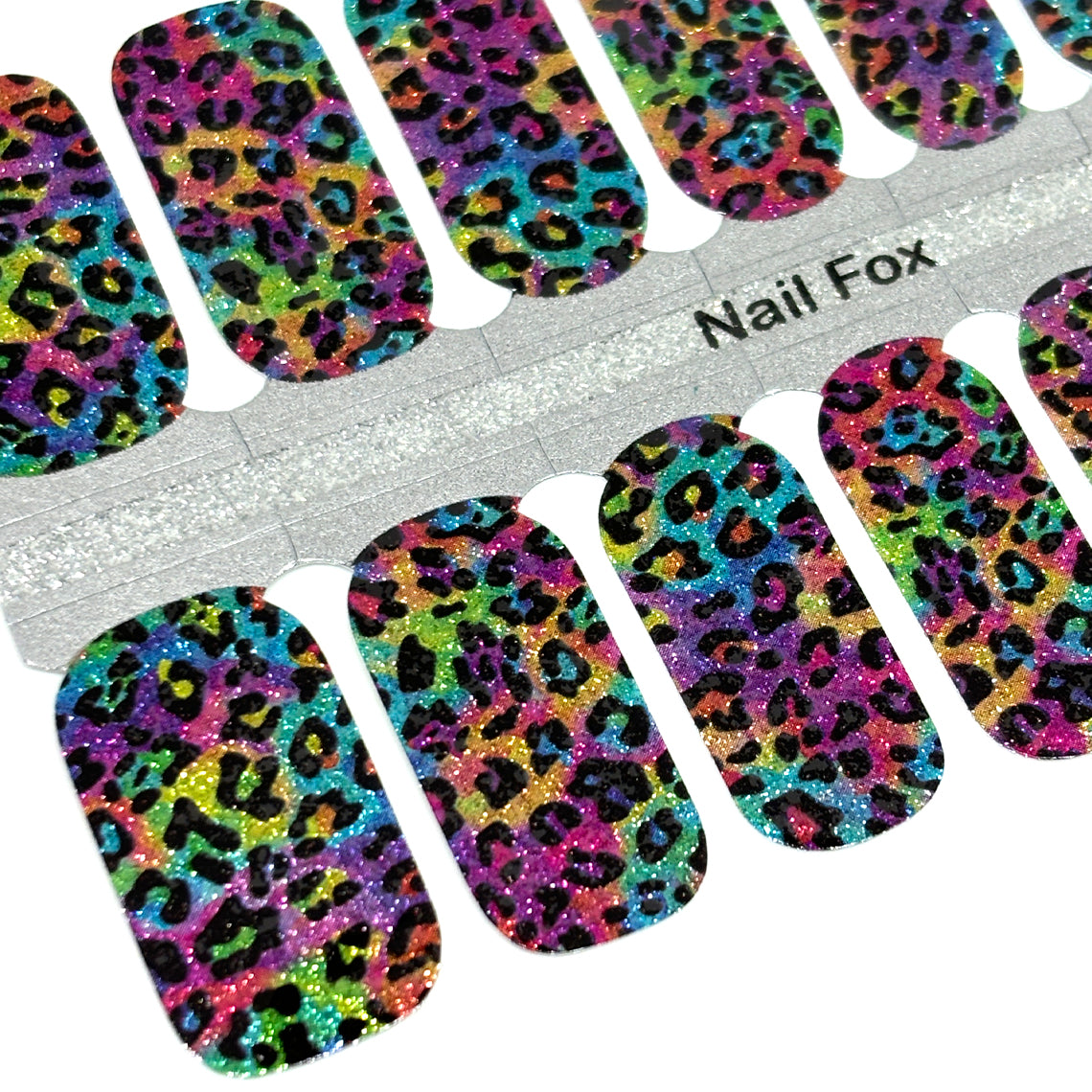 Rainbow Leopard Exclusive Design Nail Wraps (GLITTER)