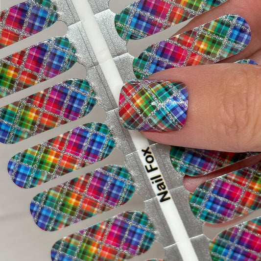 Rainbow Plaid Exclusive Design Nail Wraps