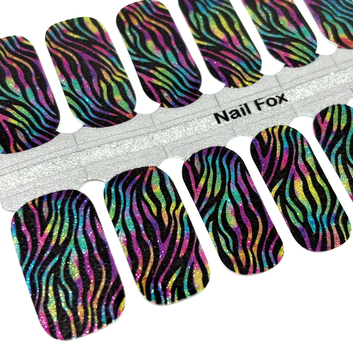 Rainbow Zebra Exclusive Design Nail Wraps (Glitter)