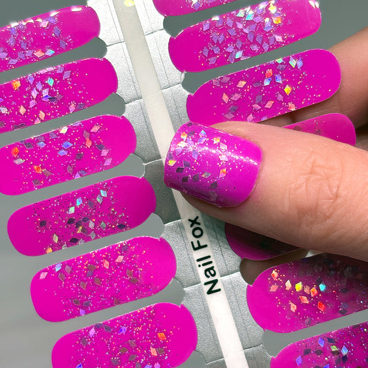 Raspberry Bling Exclusive Design Nail Wraps (HOLO GLITTER)
