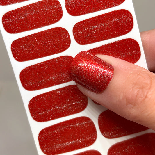 Red Shimmer Nail Wraps (Glitter Shift)
