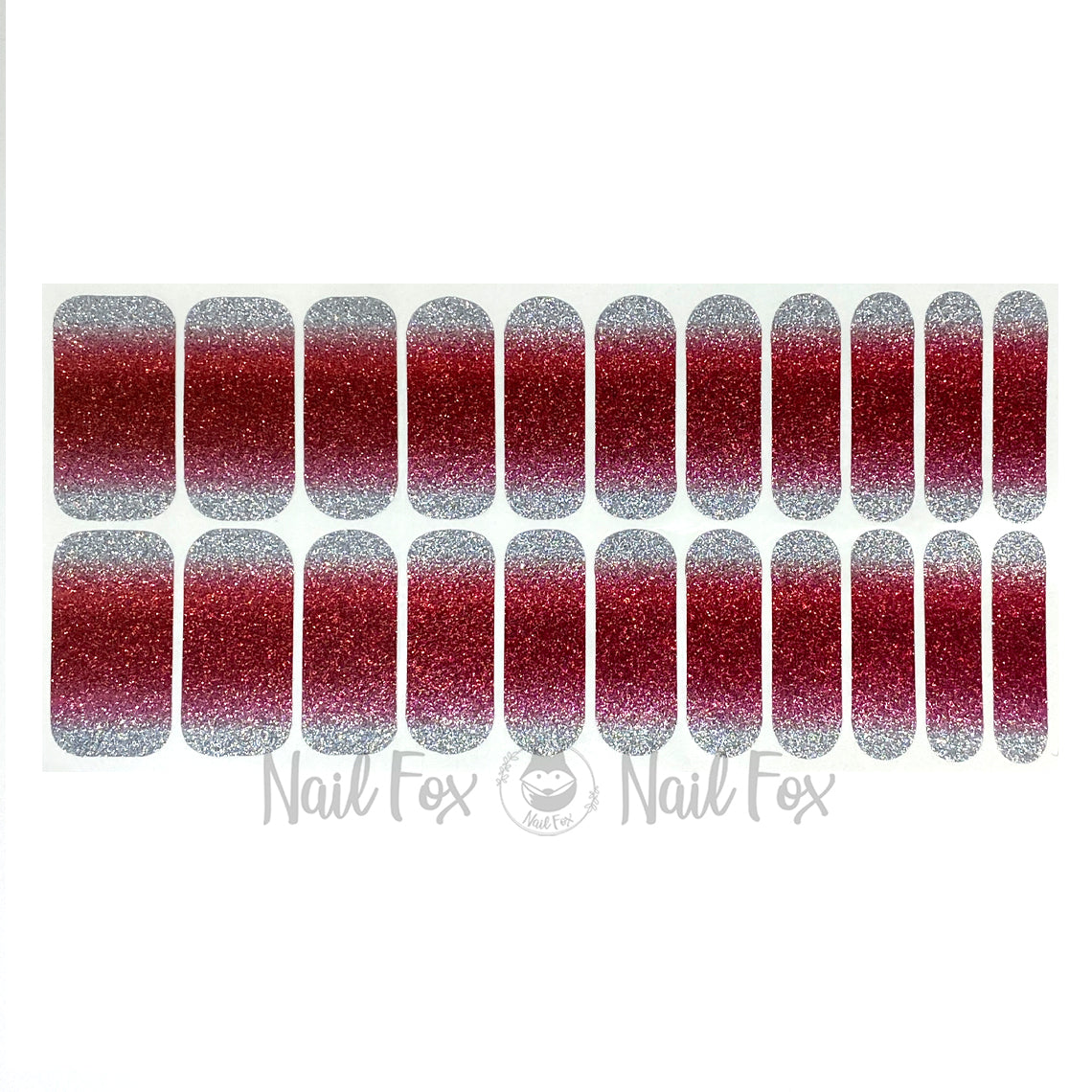 Red Silver Ombre Nail Wraps