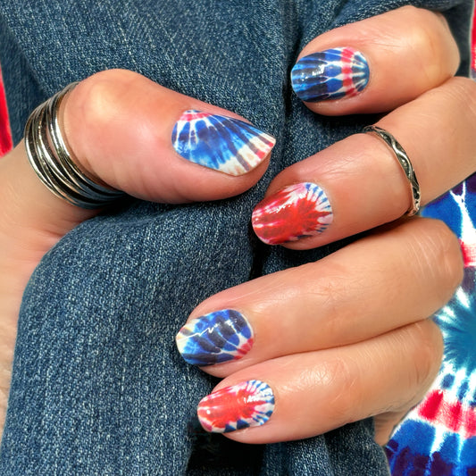 Red White & Blue Tie Dye Exclusive Design Nail Wraps