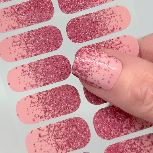 Rose Quartz Glitter Nail Wraps