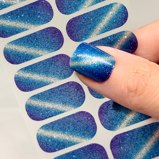 Sapphire Shadow Nail Wraps (CATS EYE GLITTER)