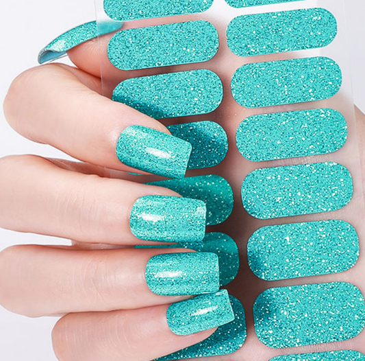 Turquoise Tide Glitter Nail Wraps