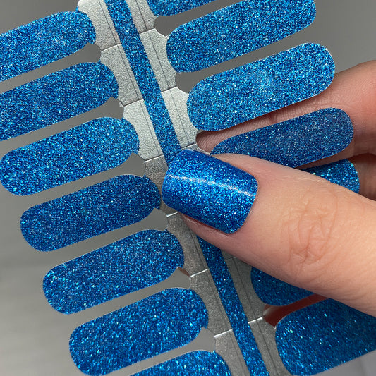 Sea Blue Glitter Nail Wraps