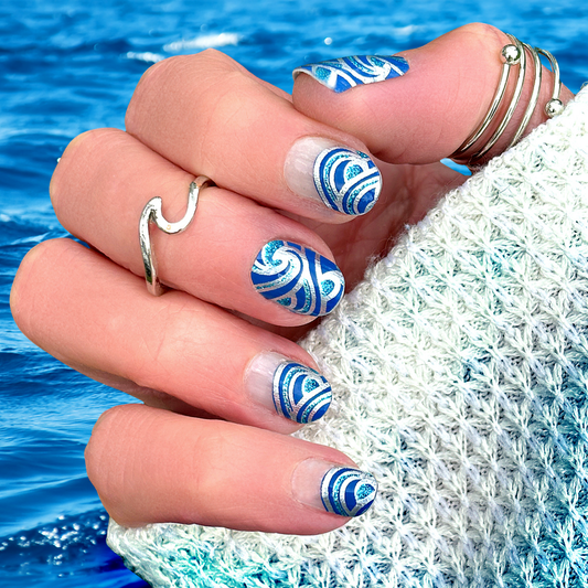 Sea Swirls - French Tips Exclusive Design Nail Wraps (GLITTER/FOIL)
