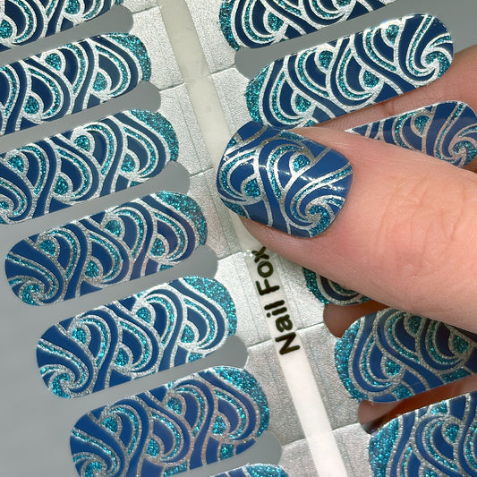Sea Swirls Exclusive Design Nail Wraps (GLITTER/FOIL)
