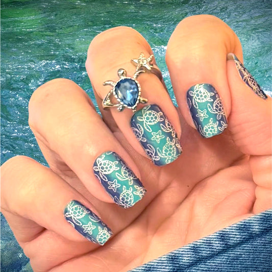 Sea Turtles & Starfish Exclusive Design Nail Wraps (FOIL)
