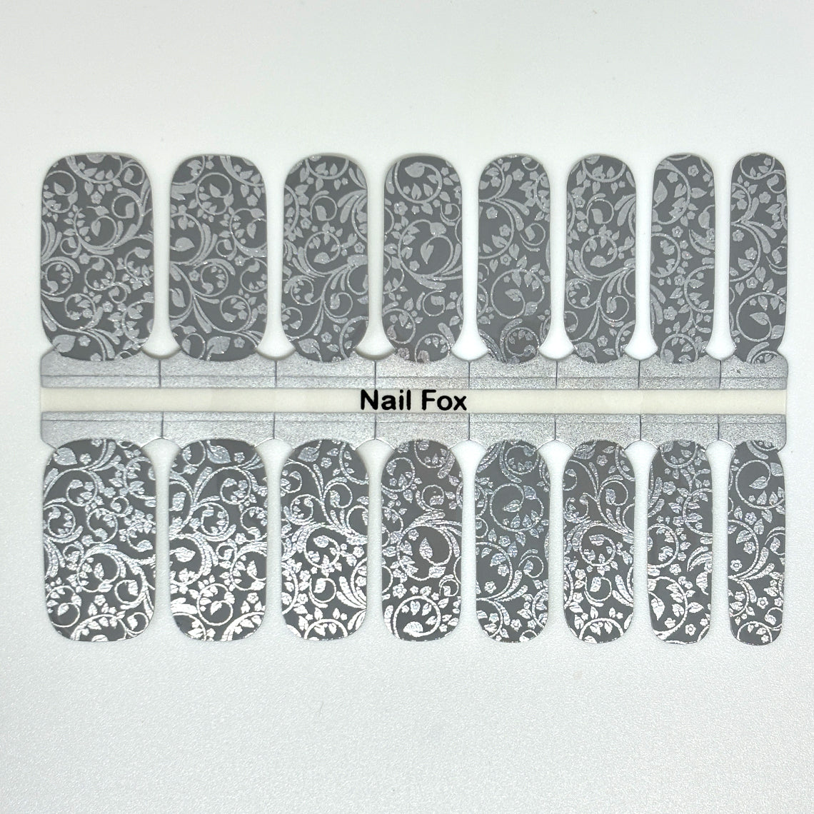 Silver Damask Exclusive Design Nail Wraps (FOIL)