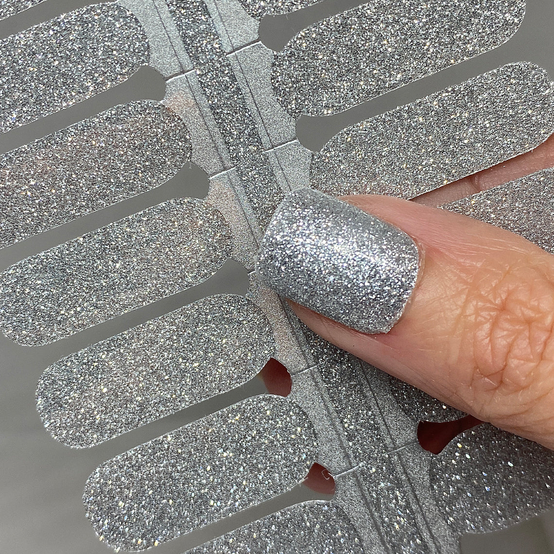 Silver Glitter Nail Wraps