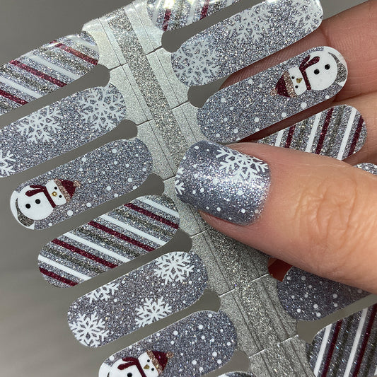 Snowman Glitter Nail Wraps