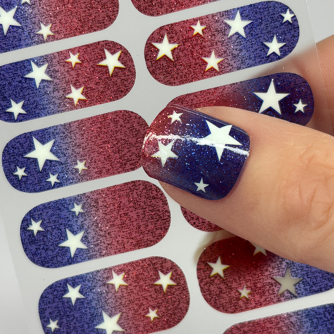 Stars of Liberty Nail Wraps (GLITTER)