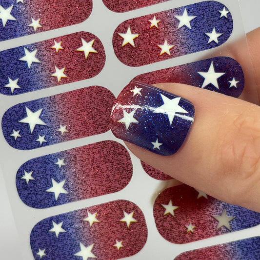 Stars of Liberty Nail Wraps (GLITTER)