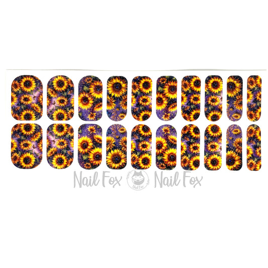 Sunflower Shimmer Exclusive Design Nail Wraps (SUBTLE GLITTER)