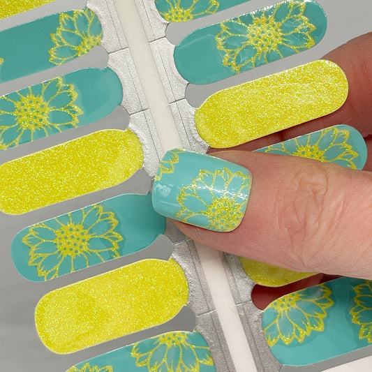 Sunflower Spark Exclusive Design Nail Wraps (GLITTER)