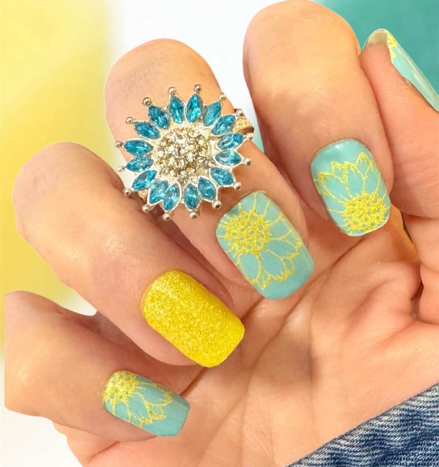 Sunflower Spark Exclusive Design Nail Wraps (GLITTER)