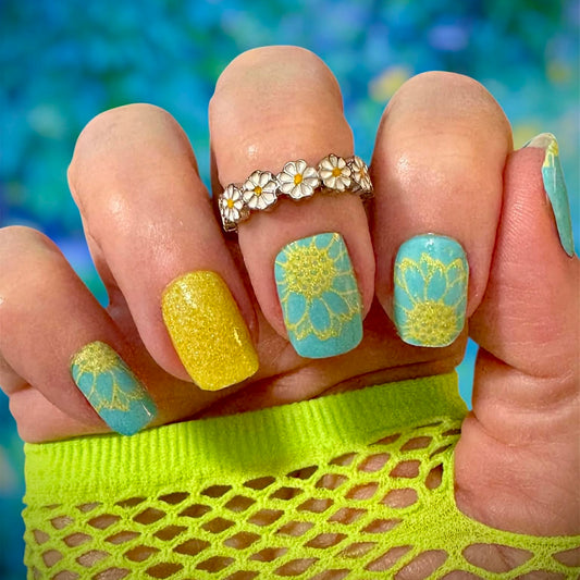 Sunflower Spark Exclusive Design Nail Wraps (GLITTER)