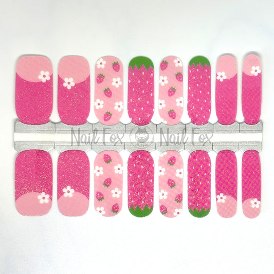 Sweet Strawberry Nail Wraps (Subtle Glitter)