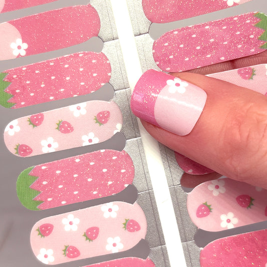 Sweet Strawberry Nail Wraps (Subtle Glitter)