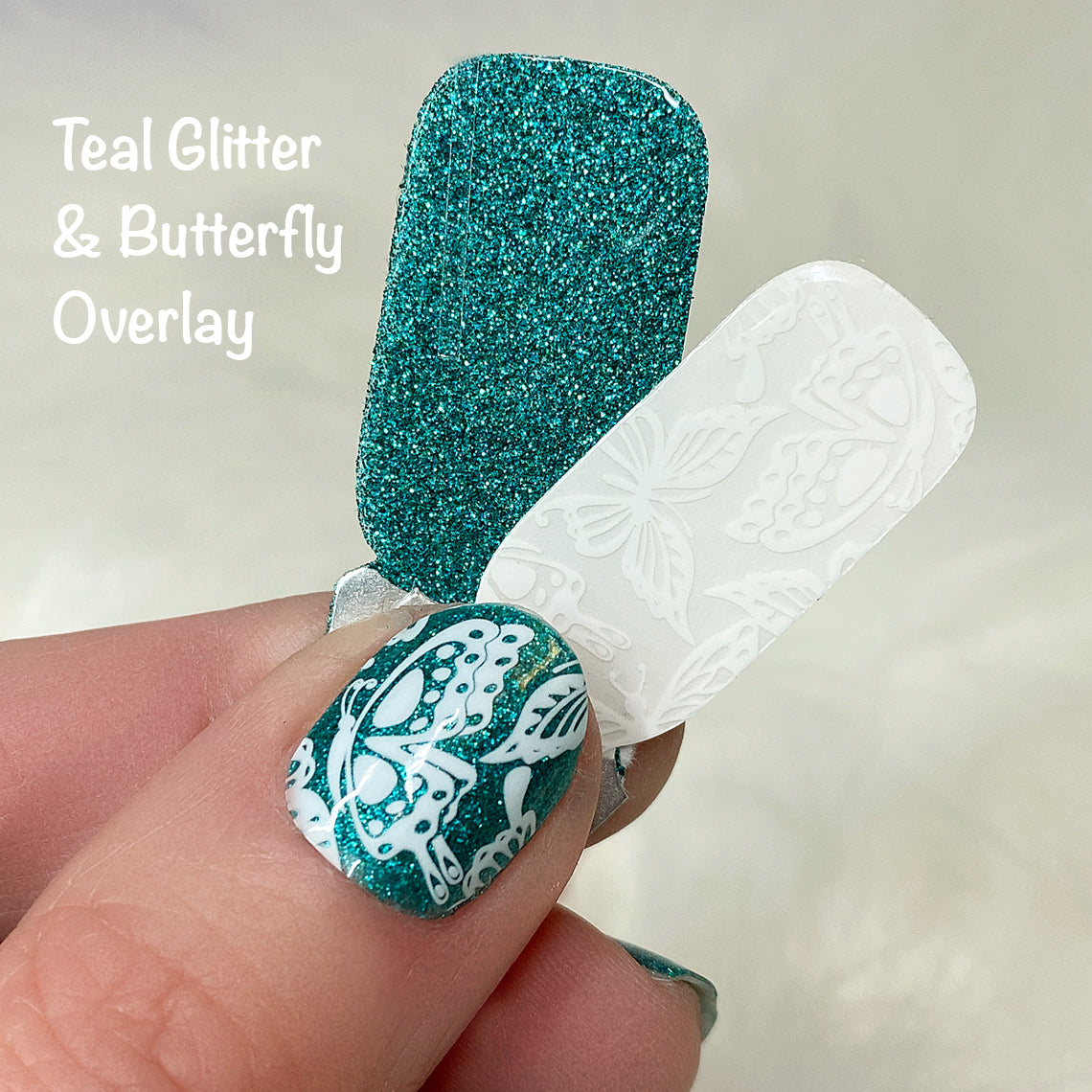 Outlets Teal butterfly nails