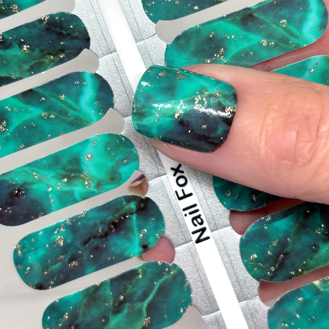 Teal Marble Exclusive Design Nail Wraps