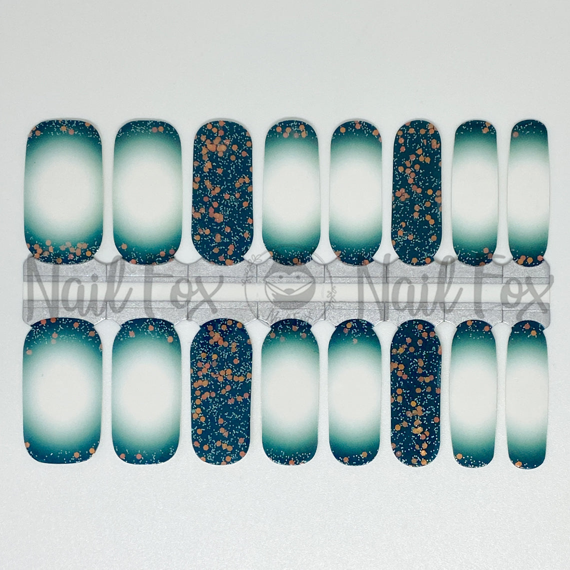 Teal Ombre Bling Nail Wraps