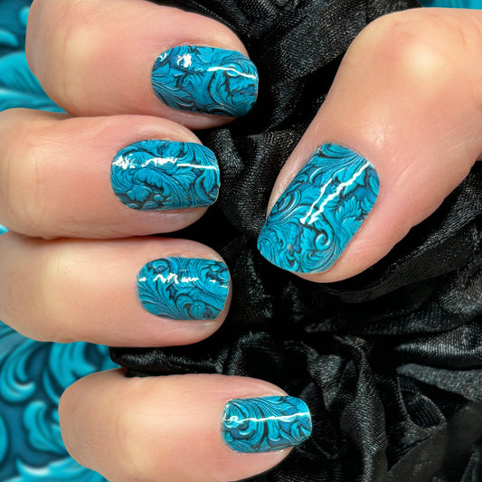 Turquoise Leather - Exclusive Design Nail Wraps