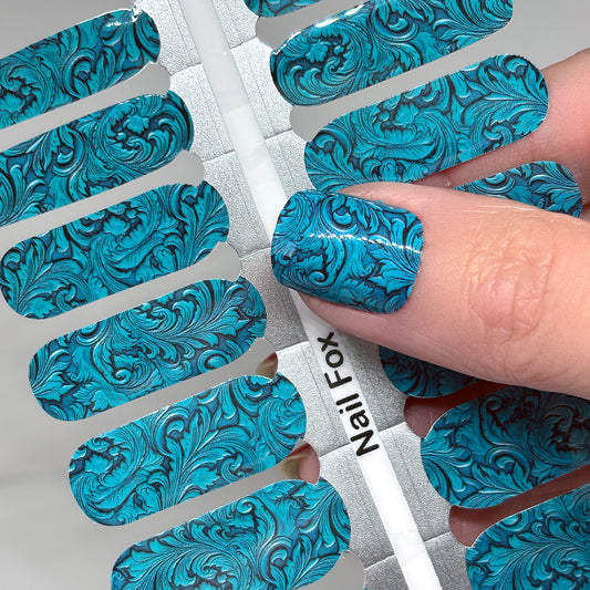 Turquoise Leather - Exclusive Design Nail Wraps