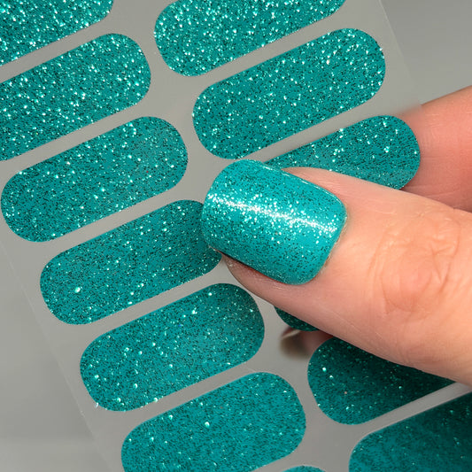 Turquoise Tide Glitter Nail Wraps