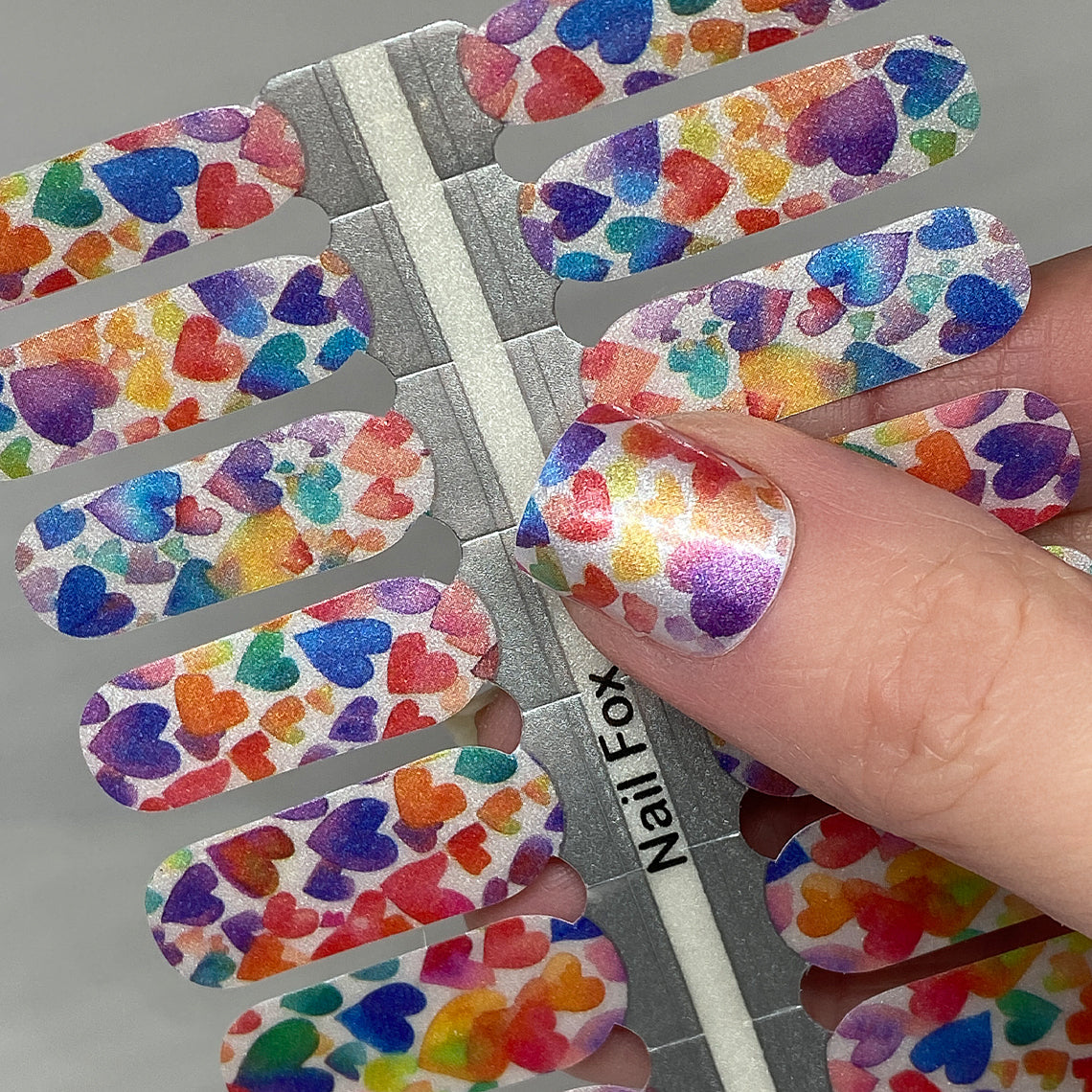 Watercolor Hearts Exclusive Design Nail Wraps (PEARL)