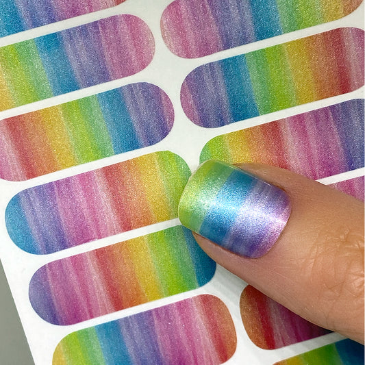 Watercolor Rainbow Nail Wraps (PEARL)