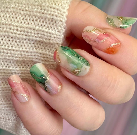 Watermelon Marble Design Nail Wraps