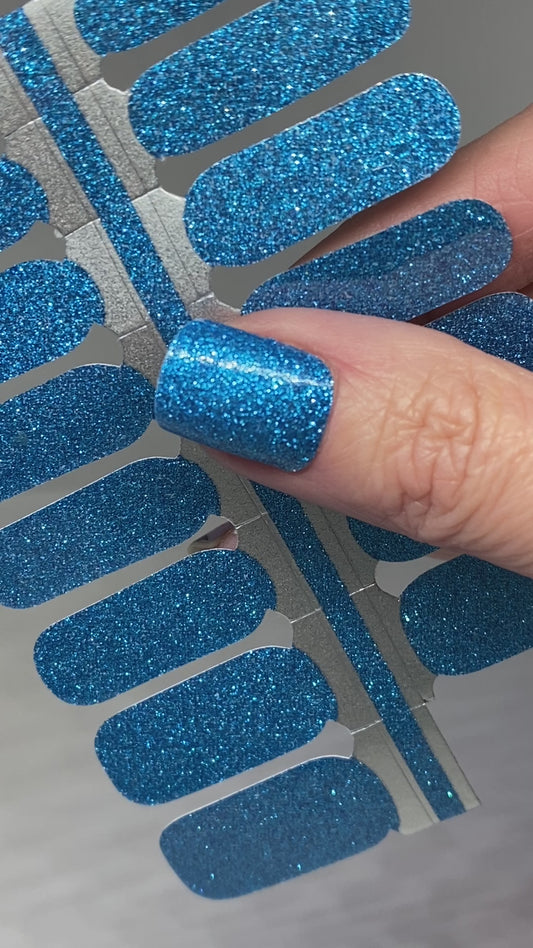 Sea Blue Glitter Nail Wraps