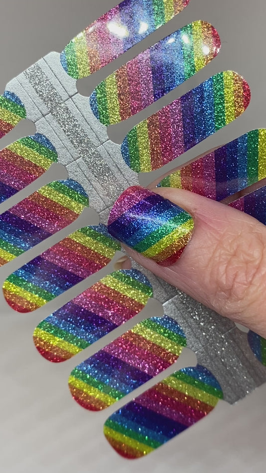 Rainbow Glitter Nail Wraps