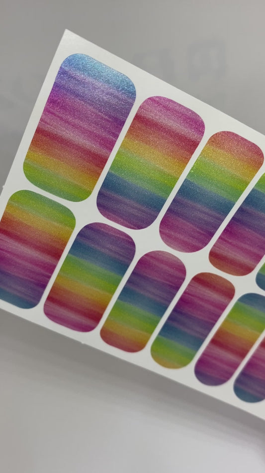 Watercolor Rainbow Nail Wraps (PEARL)