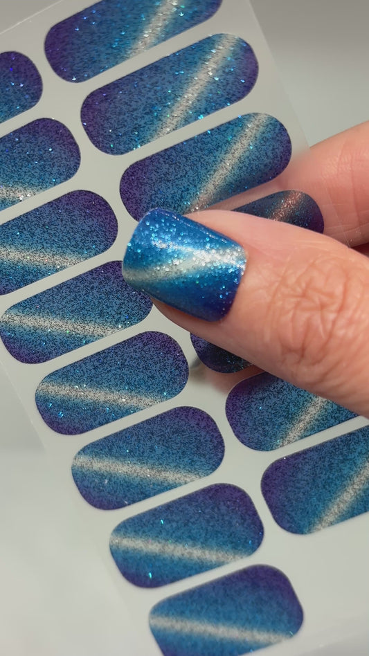 Sapphire Shadow Nail Wraps (CATS EYE GLITTER)