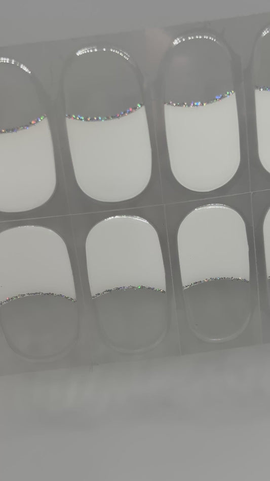 French Tips - Holo Halo No Light Gel Nail Wraps (NLG)