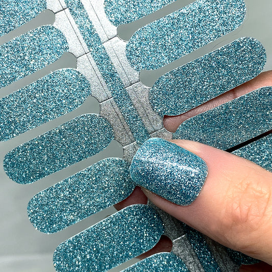 Aqua Glitter Nail Wraps